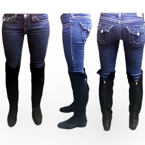 Zara Suede Over The Knee Boot Tassel Back Zip - Picture 5 of 8